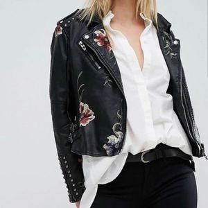 Blank NYC floral leather jacket